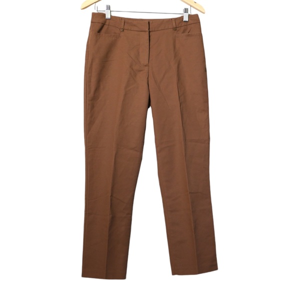 TanJay Petite Brown Chino Pants Cotton Trousers straight leg mid rise neutral - Picture 1 of 6